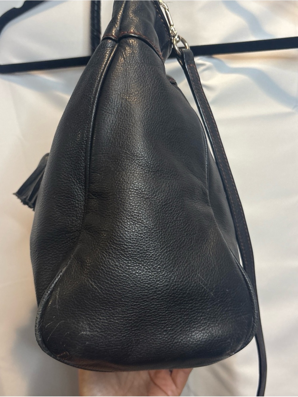Cole Haan Black Leather Tassel Shoulder Bag - Picture 4 of 15